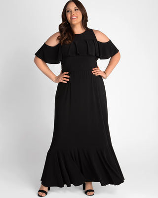 Piper Cold Shoulder Maxi Dress  in Black Noir
