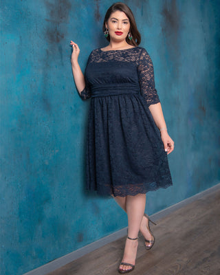 Luna Lace Dress  in Navy/Blue