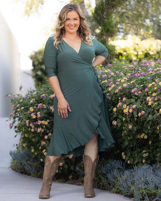 Whimsy Wrap Dress - Sale! in Fern Green