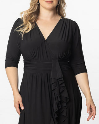 Veronica Ruffled Evening Gown in Onyx