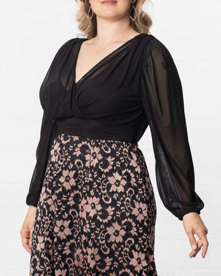 Mon Tresor Lace Evening Gown in Rose Gold Lace