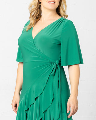 Miranda Wrap Dress  in Emerald Green