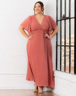 Carmella Chiffon Evening Gown in Peachy Keen