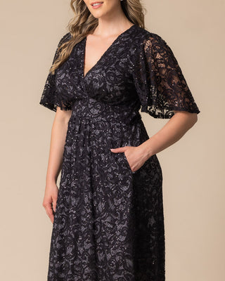 Starry Sequined Lace Cocktail Dress in Storm Grey