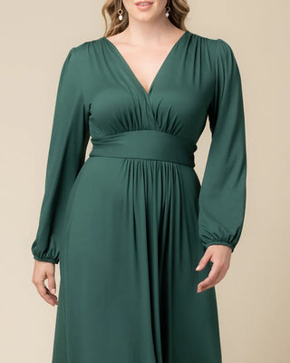 Kelsey Long Sleeve Maxi Dress in Hunter Green