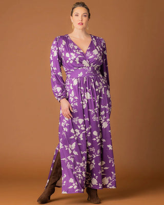 Kelsey Long Sleeve Maxi Dress in Purple Blooms