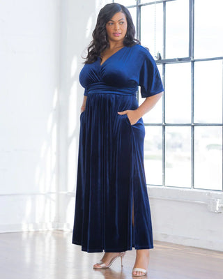 Verona Velvet Evening Gown in Navy
