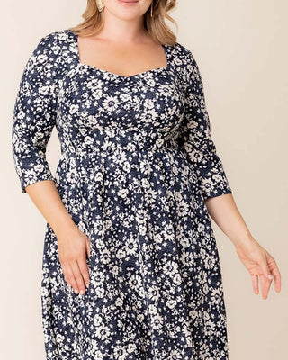 Royal Sweetheart Cocktail Dress in Aegean Blue Florals
