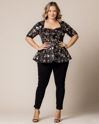 Cherished Sweetheart Peplum Top in Gilden Noir