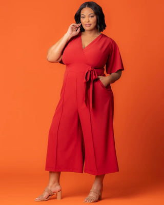 Evelyn Cropped Wide Leg Jumpsuit in Paprika
