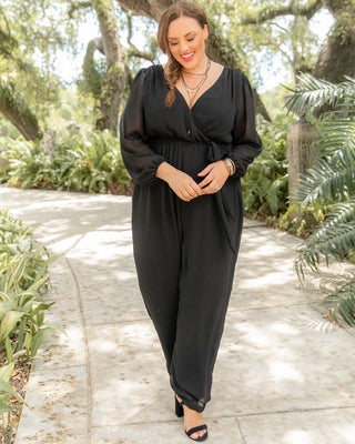 Celina Chiffon Jumpsuit in Black Noir