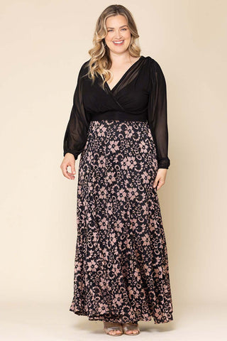 Mon Tresor Lace Evening Gown in Rose Gold Lace