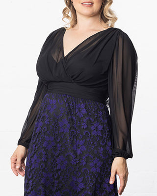 Mon Tresor Lace Evening Gown in Violet Noir Lace