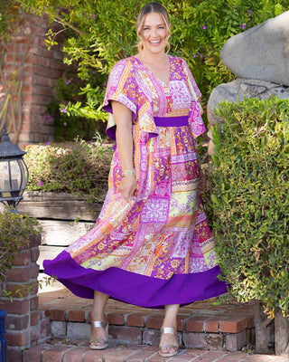 Mediterranean Breeze Boho Maxi Dress in Mixed Mosaic Print