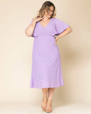 Lucy Eyelet Maxi Dress in Lilac