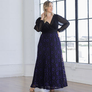 Mon Tresor Lace Evening Gown in Violet Noir Lace