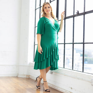 Miranda Wrap Dress  in Emerald Green