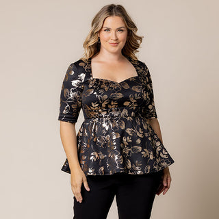 Cherished Sweetheart Peplum Top in Gilden Noir