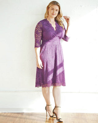 Scalloped Boudoir Lace Dress  in Plum Passion