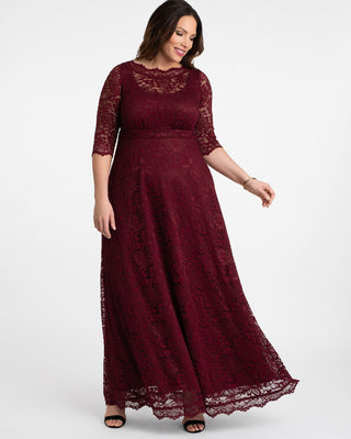 Leona Lace Gown in Red/Burgundy