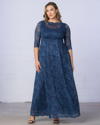 Leona Lace Gown in Nouveau Navy