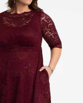 Leona Lace Gown in Red/Burgundy