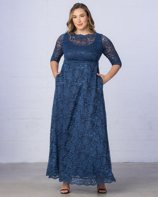 Leona Lace Gown in Nouveau Navy