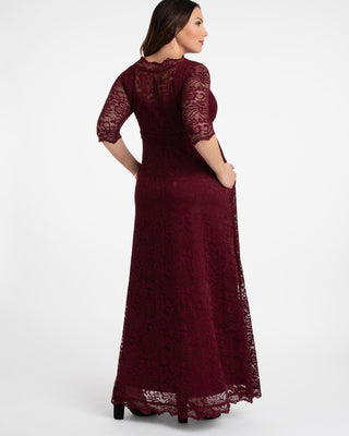 Leona Lace Gown in Red/Burgundy