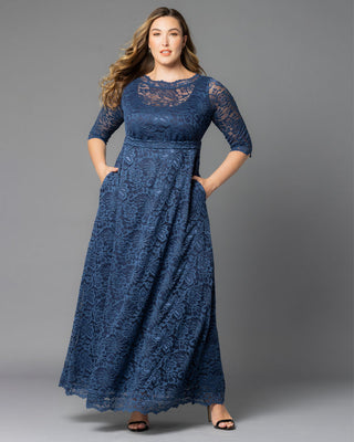 Leona Lace Gown in Nouveau Navy