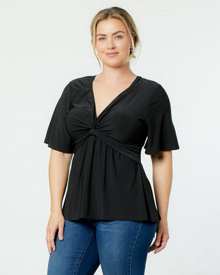 Abby Twist Front Top in Black