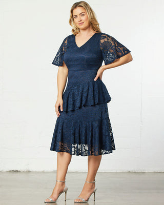Lace Affair Cocktail Dress  in Navy Blue