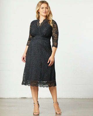 Scalloped Boudoir Lace Dress  in Black