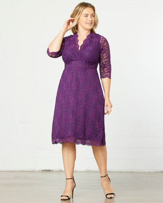 Scalloped Boudoir Lace Dress  in Plum Passion