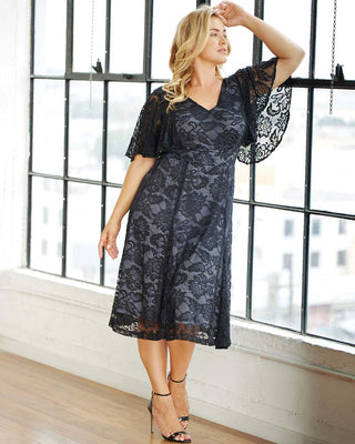 Camille Lace Cocktail Dress in Storm Grey