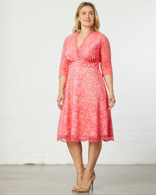 Mademoiselle Lace Cocktail Dress  in Coral
