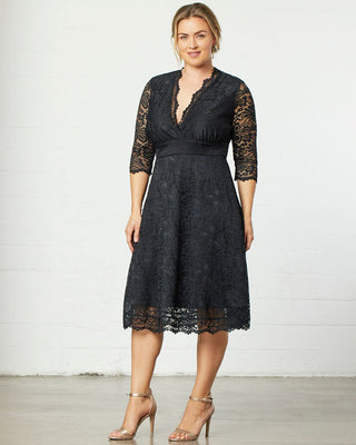 Mademoiselle Lace Cocktail Dress in Onyx