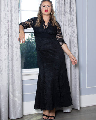Screen Siren Lace Evening Gown  in Black