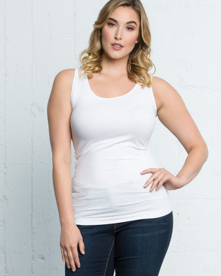 Plus Size Scoopneck Tank by Skinnytees in White