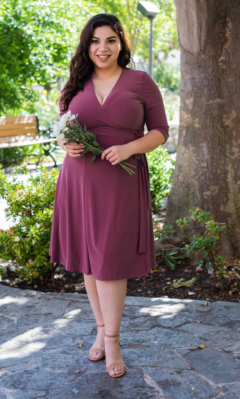 Women's Flattering Plus Size Essential Wrap Dress by Kiyonna