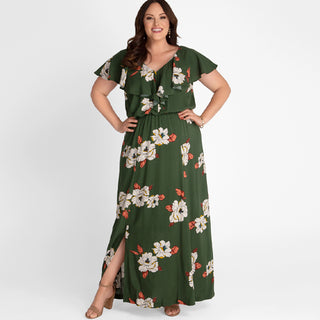 Willow Maxi Dress - Final Sale! in Olive Flowers