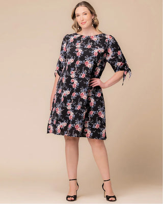 Manhattan A-Line Shift Dress in Black Floral Print