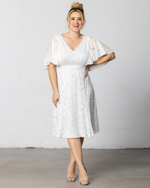 Genevieve Lace Flutter Sleeve Midi Dress by Kiyonna
