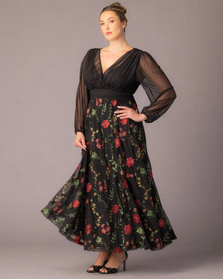 Isabella Embroidered Mesh Gown in Briar Rose