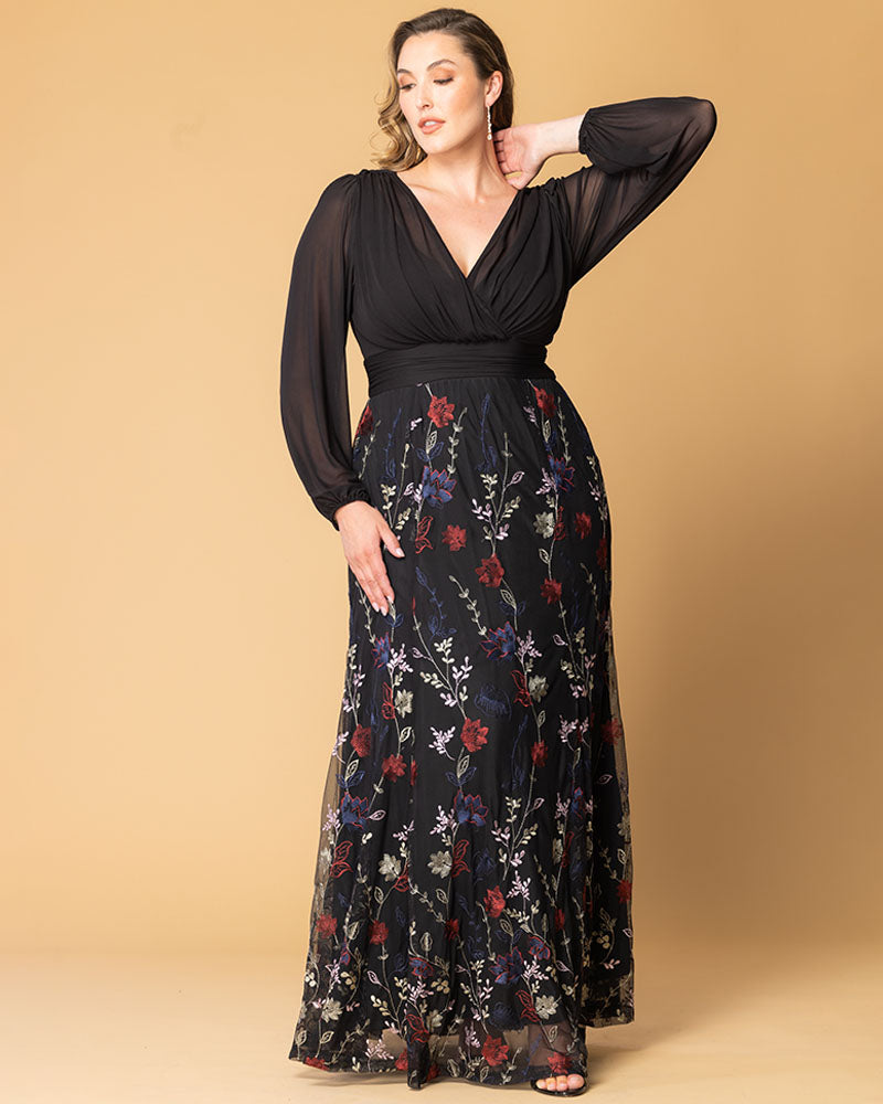 Maiya Embroidered Floral Gown - PLUS SIZE | SHO