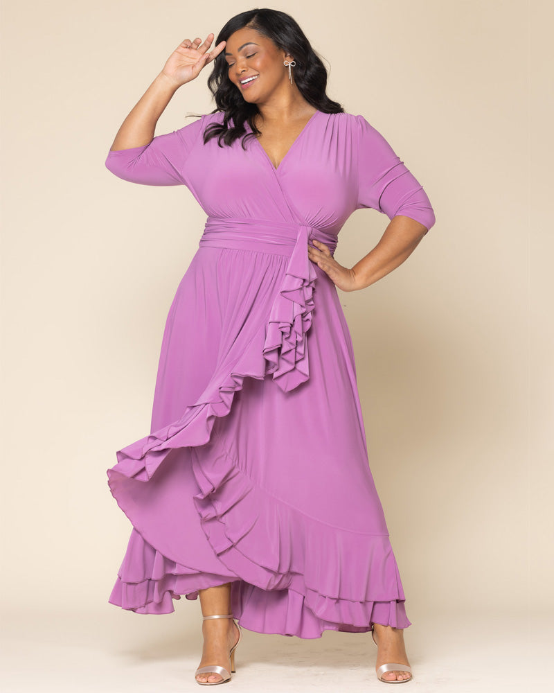 Plus Size Veronica Ruffled Evening Gown - Kiyonna Plus Size Veronica Ruffled Evening Gown - Kiyonna