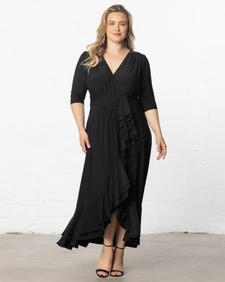 Veronica Ruffled Evening Gown in Onyx