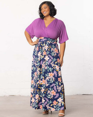 Havana Colorblocked Maxi Dress in Navy Blossom Print