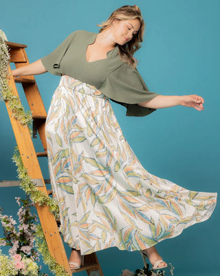 Avisa A-Line Evening Gown - Sale! in Artful Leaves