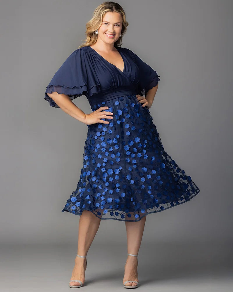Kiyonna Plus Size Pretty Petals Mesh Cocktail Dress