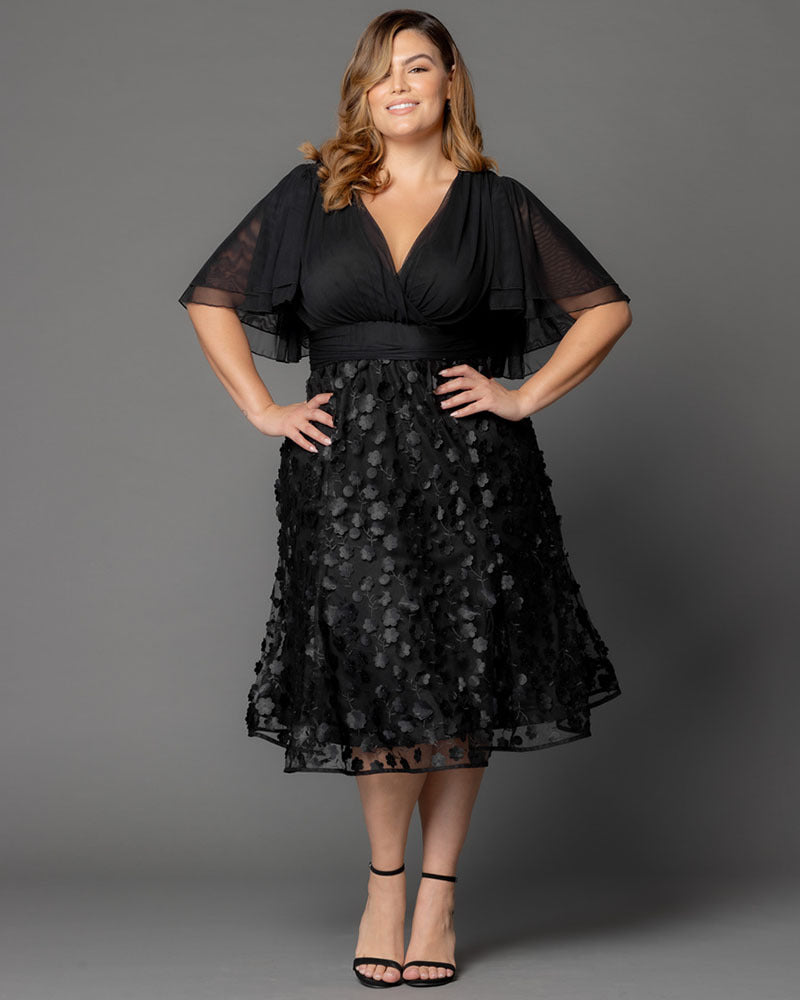 Kiyonna Plus Size Pretty Petals Mesh Cocktail Dress
